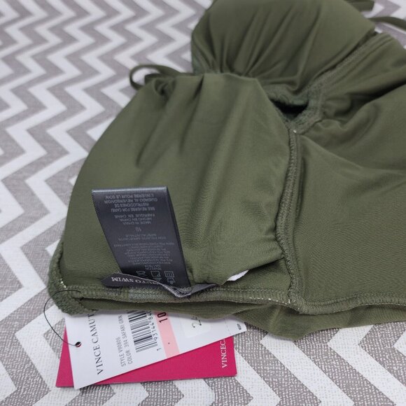 Vince Camuto Crochet Bandeau Halter One-Piece Swimsuit Size 10 SAFARI GREEN - Picture 7 of 12